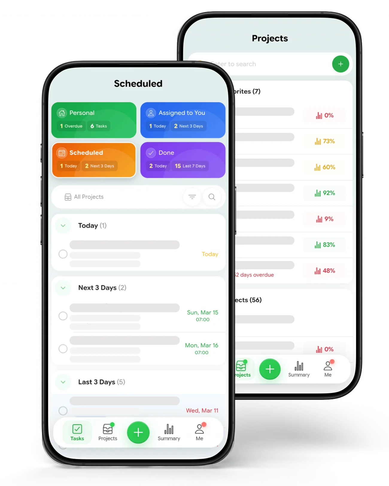 หน้าจอแอป MobMai To Do บน iPhone แสดงรายการงานของทีม